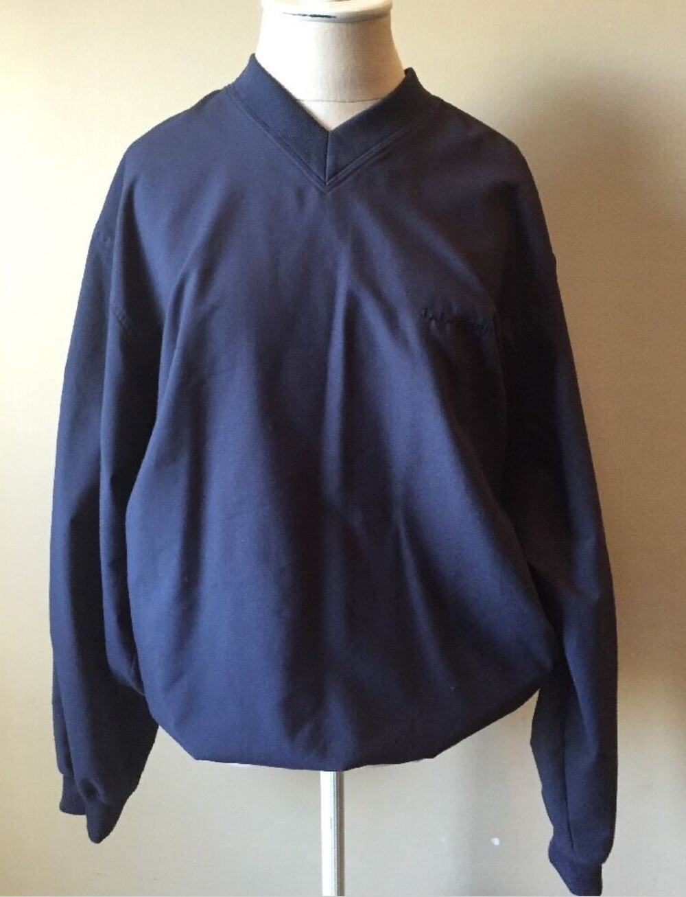 L.L. Bean Navy Blue V-Neck Polyester Golf Pullover Sweatshirt Mens M(38-40)